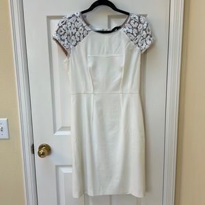 BCBG White Dress with Beaded Sleeves size 10